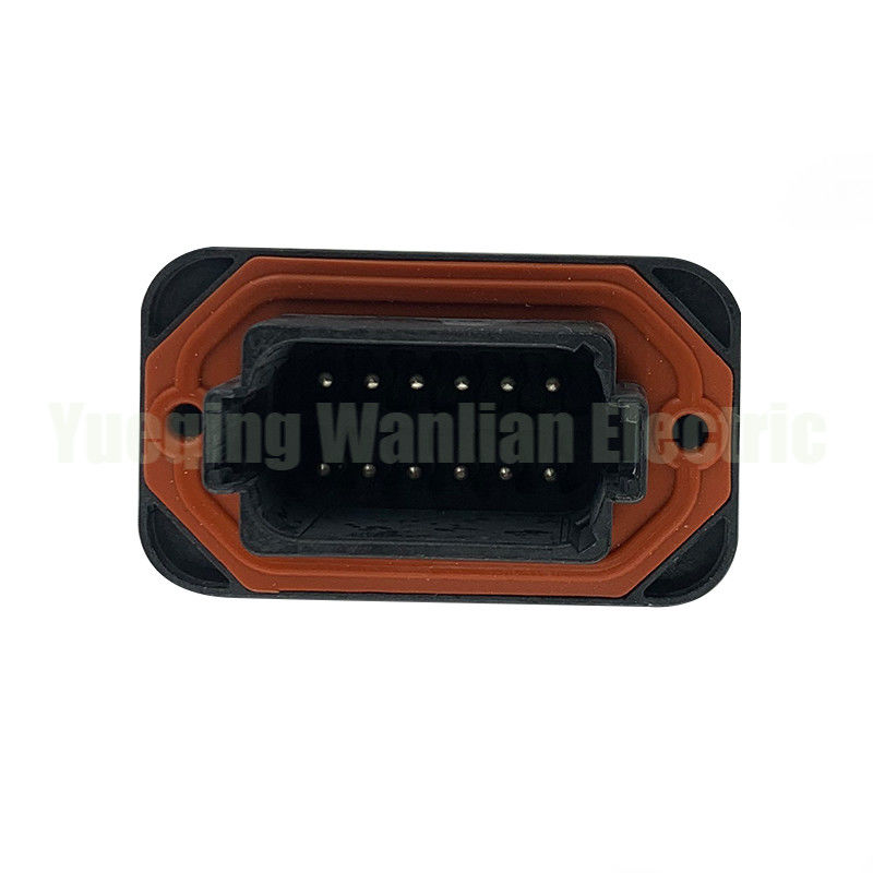 12 ปิน DT15-12PB สีดํา เครื่องเชื่อมรถยนต์ DT สายตรงปิน PCB การติดตั้งหัวสายไฟฟ้าไปยังบอร์ด