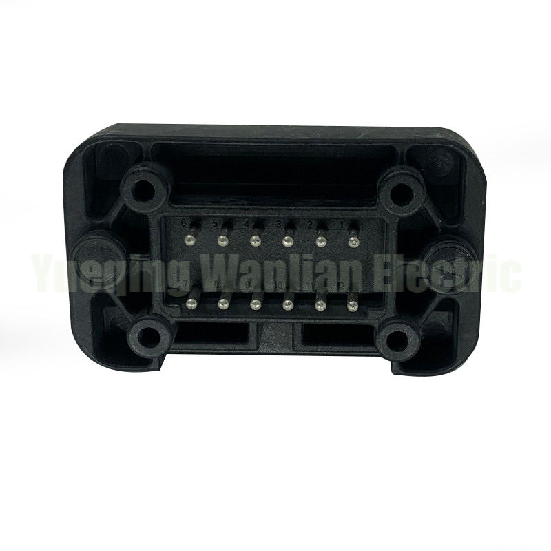 12 ปิน DT15-12PB สีดํา เครื่องเชื่อมรถยนต์ DT สายตรงปิน PCB การติดตั้งหัวสายไฟฟ้าไปยังบอร์ด